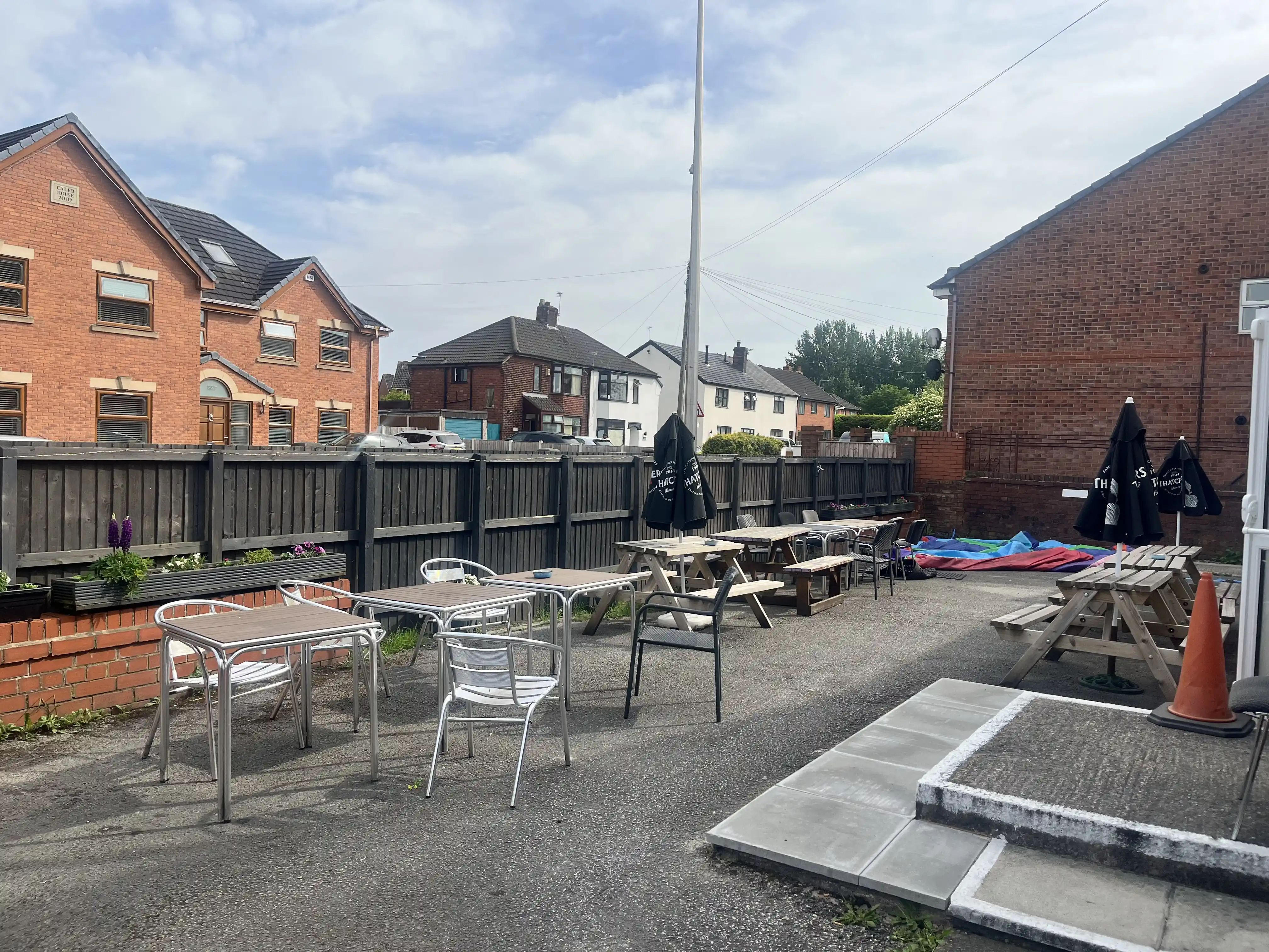 The beer garden at Astley Community Club